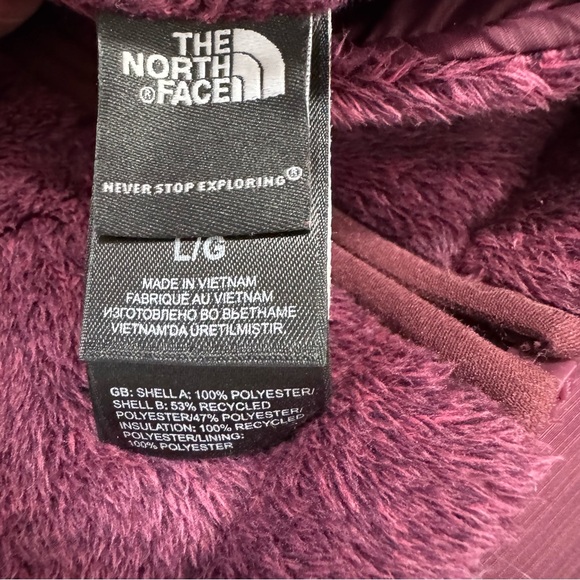 The North Face Women’s Reversible Vest Burgundy Full Zip Fur Jacket Sz Large - Picture 12 of 12